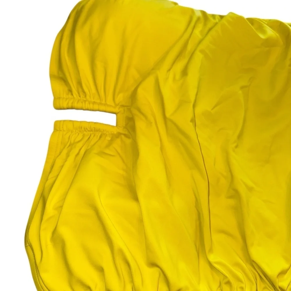 DKNY Bright Yellow Strapless One Piece Swimsuit - Picture 3 of 5